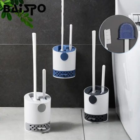 2 in 1 silicone toilet brush & cleaning brush set - Color Assorted