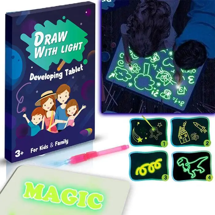 Kid-Light-Drawing-Pad-Doodle-Board-Painting-Wonder-Tablet-Luminescent-Glow-Fluorescent-Writing-Educational-Learning-Toy