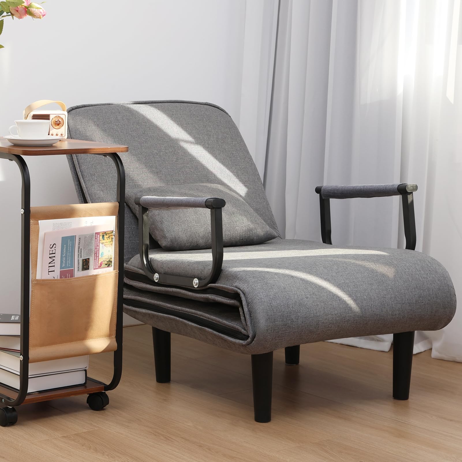 3-in-1 Chair Bed Convertible Chair Sofa Bed with Adjustable Backrest