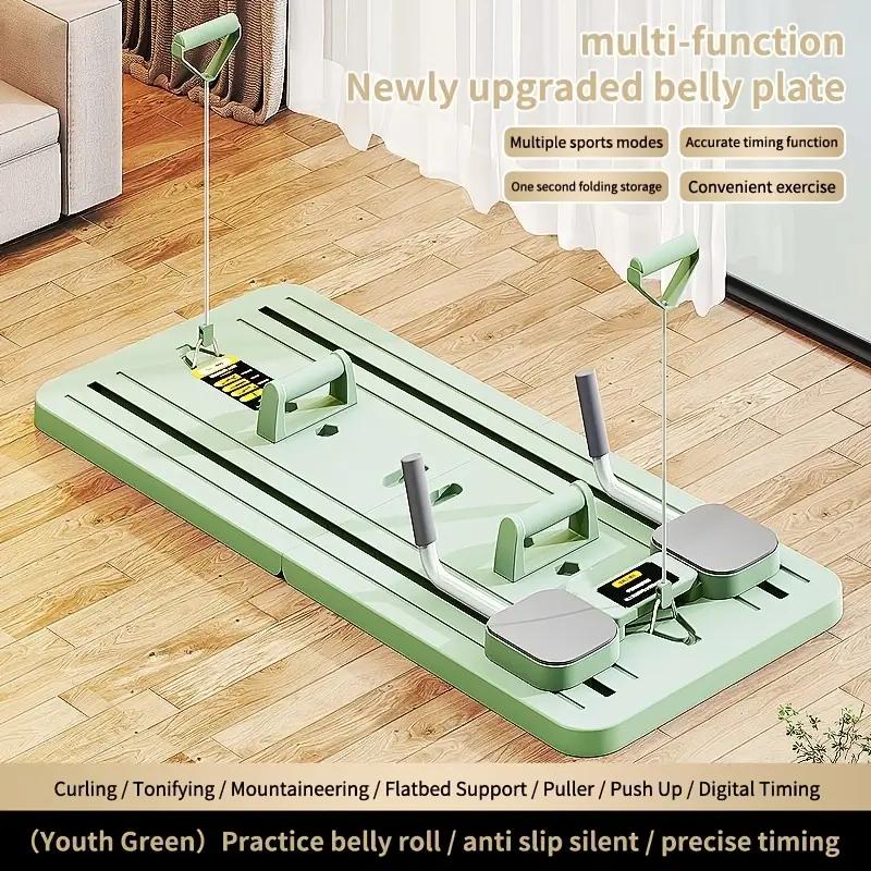 Automatic Rebound Exercise Board with Elbow Support Automatic Rebound Abdominal Board with Knee Mat &Timer