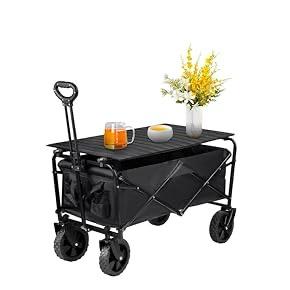 Collapsible Heavy Duty Beach Wagon Cart with 180Degrees Rotating Wheels