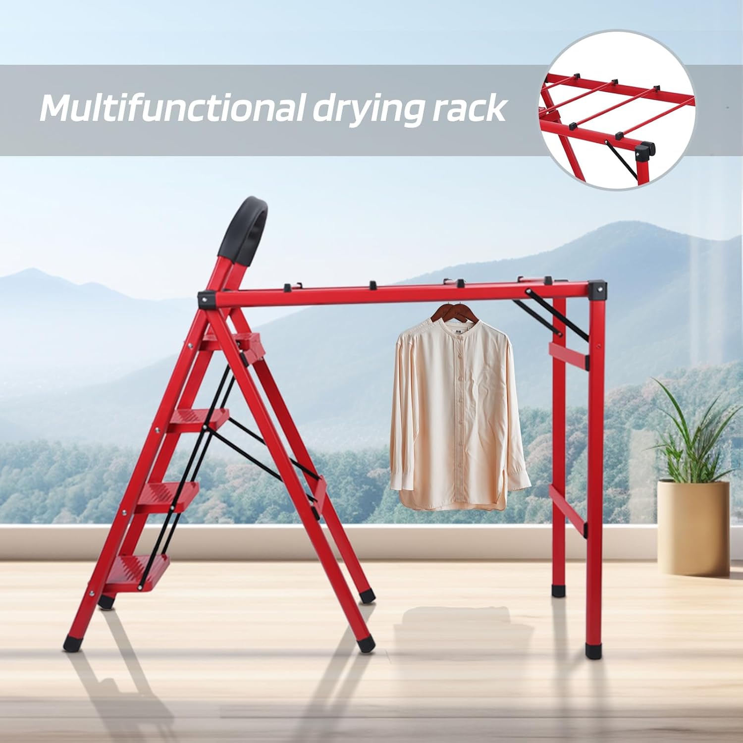 Foldable Drying Rack with 4-Step Non-Slip Ladder