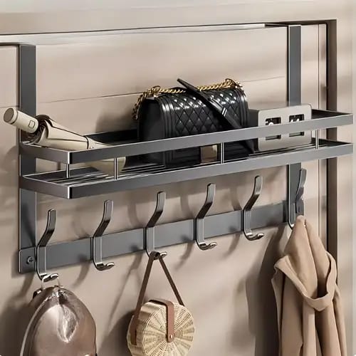 Wall-Mounted Clothes Hook with Shelves