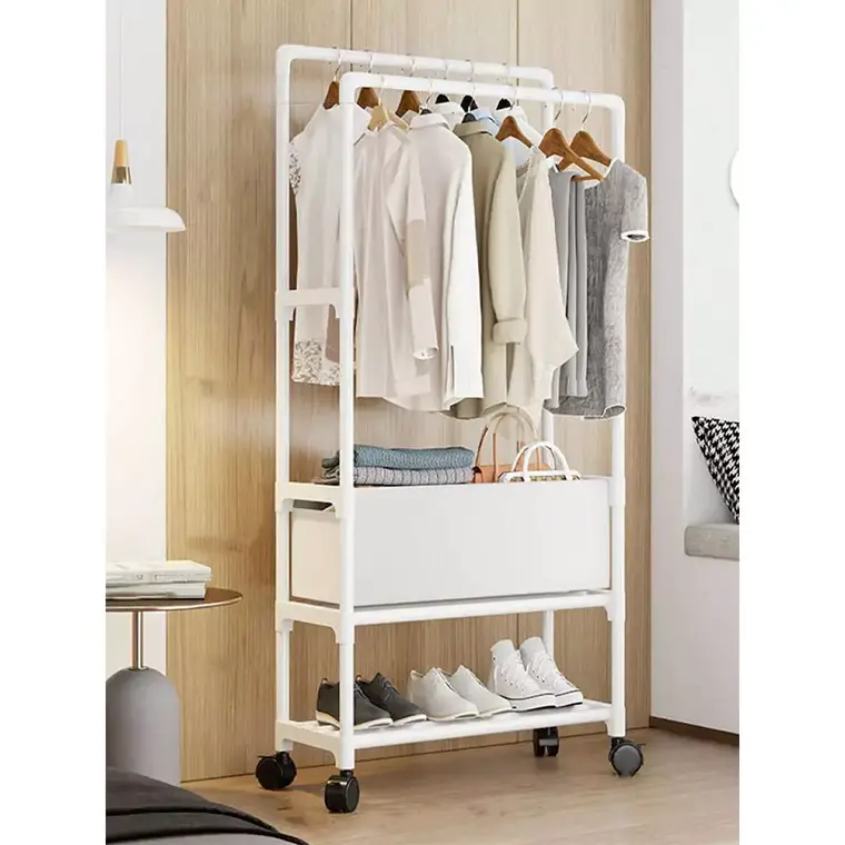 Double Metal Clothes Hanger with Shelf - Assorted color