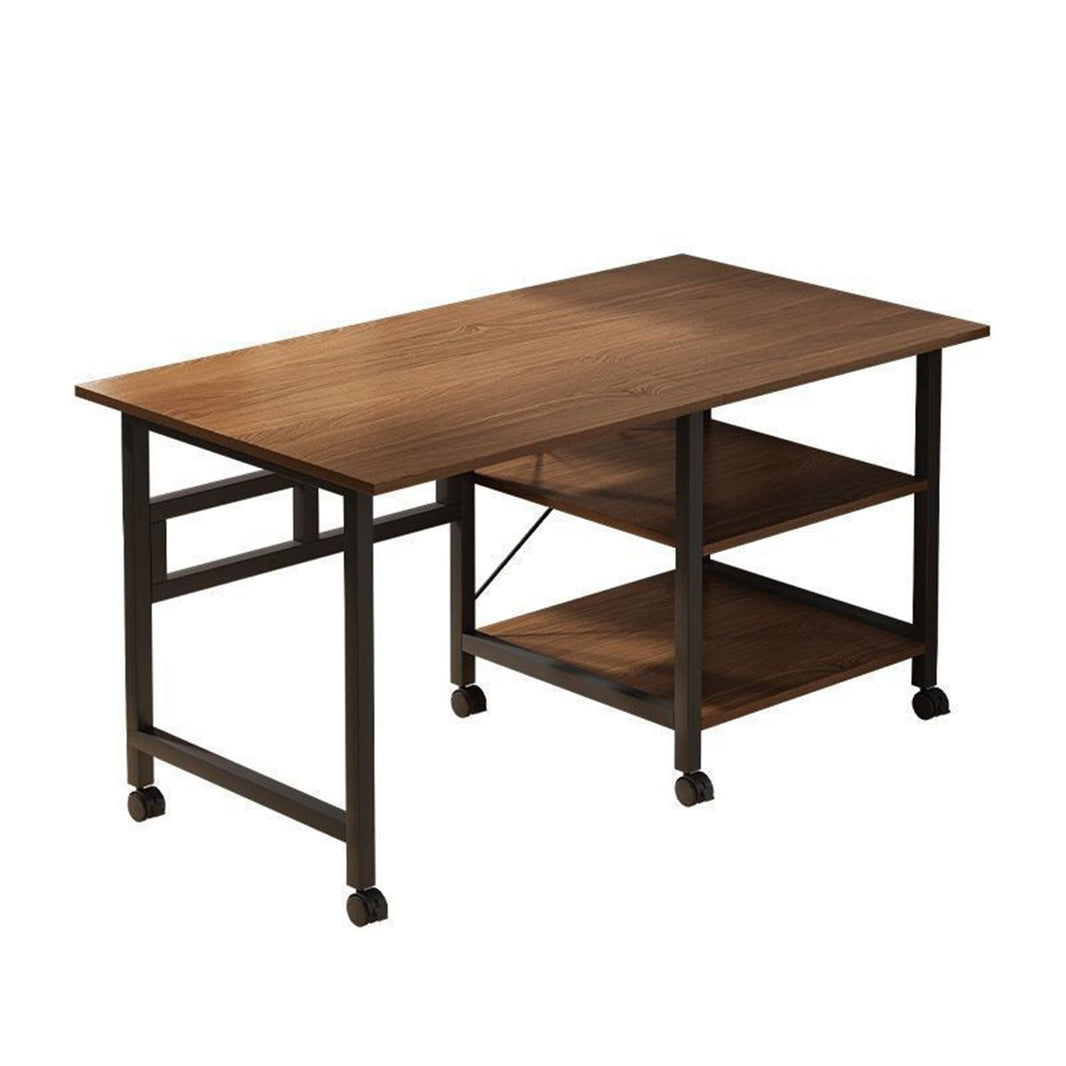Folding Dining Table with Moveable Wheels and Storage Layer for Kitchen