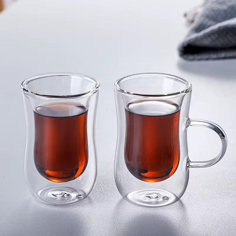 Thick Borosilicate Glass Coffee Mug with Handle- 2 Pcs