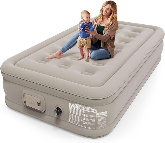 Twin Size Air Mattress for Inflatable with Built-in Pump-Portable Blow Up Mattresses