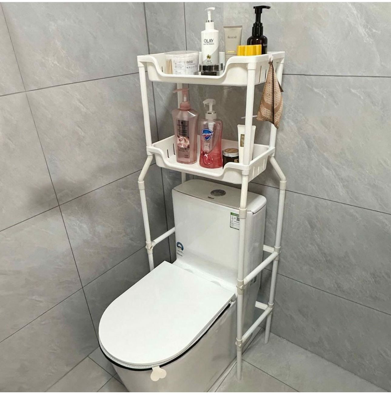 2-Tier Toilet Shelf Plastic Bathroom Organizer Rack