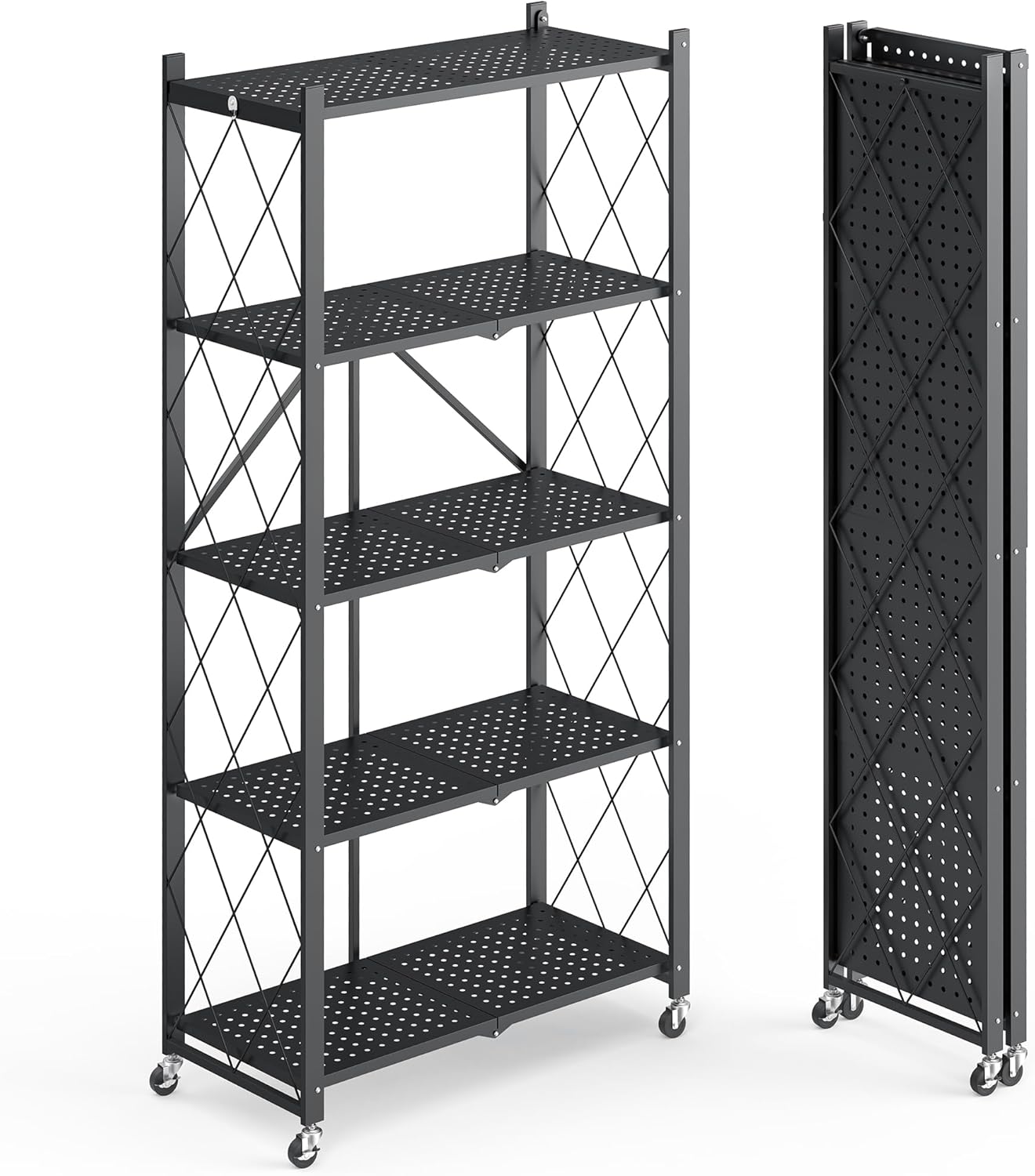 5 Tier Metal Storage Shelf with Wheels