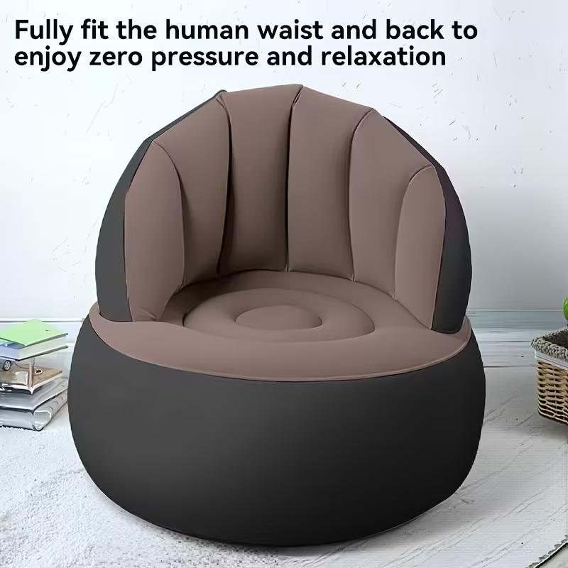 Inflatable Lounge Chair with Footrest, 2-in-1 Air Sofa, Portable Recliner with Pump