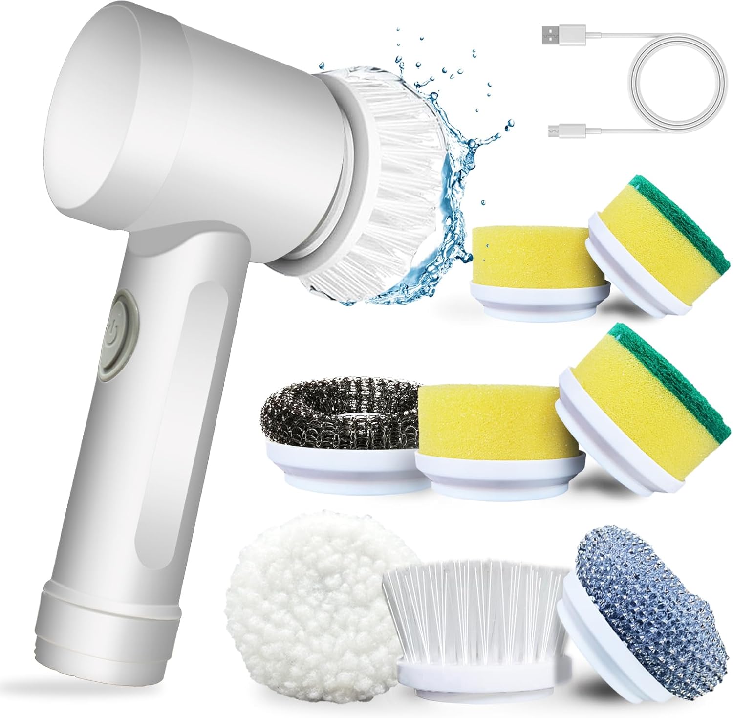 Electric Cleaning Brush, Cordless Handheld with 3 Interchangeable Brush Heads