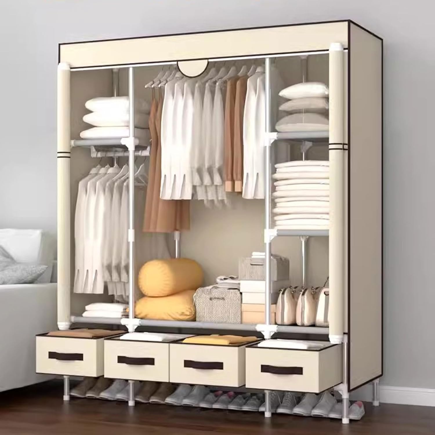 Simple Wardrobe Assembly Non-Woven Fabric Clothes Cabinet with 4 Drawers