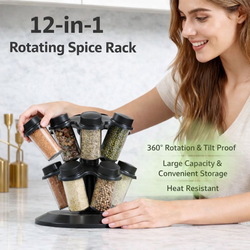 Spice Rack 12 Jars with Removable Lids