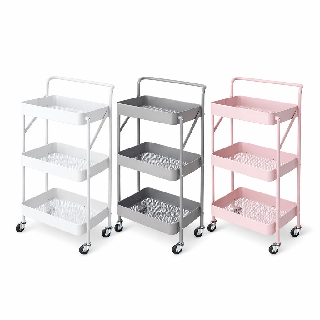 3-Tier Multipurpose Rolling Storage Trolley with Wheels- Assorted Color
