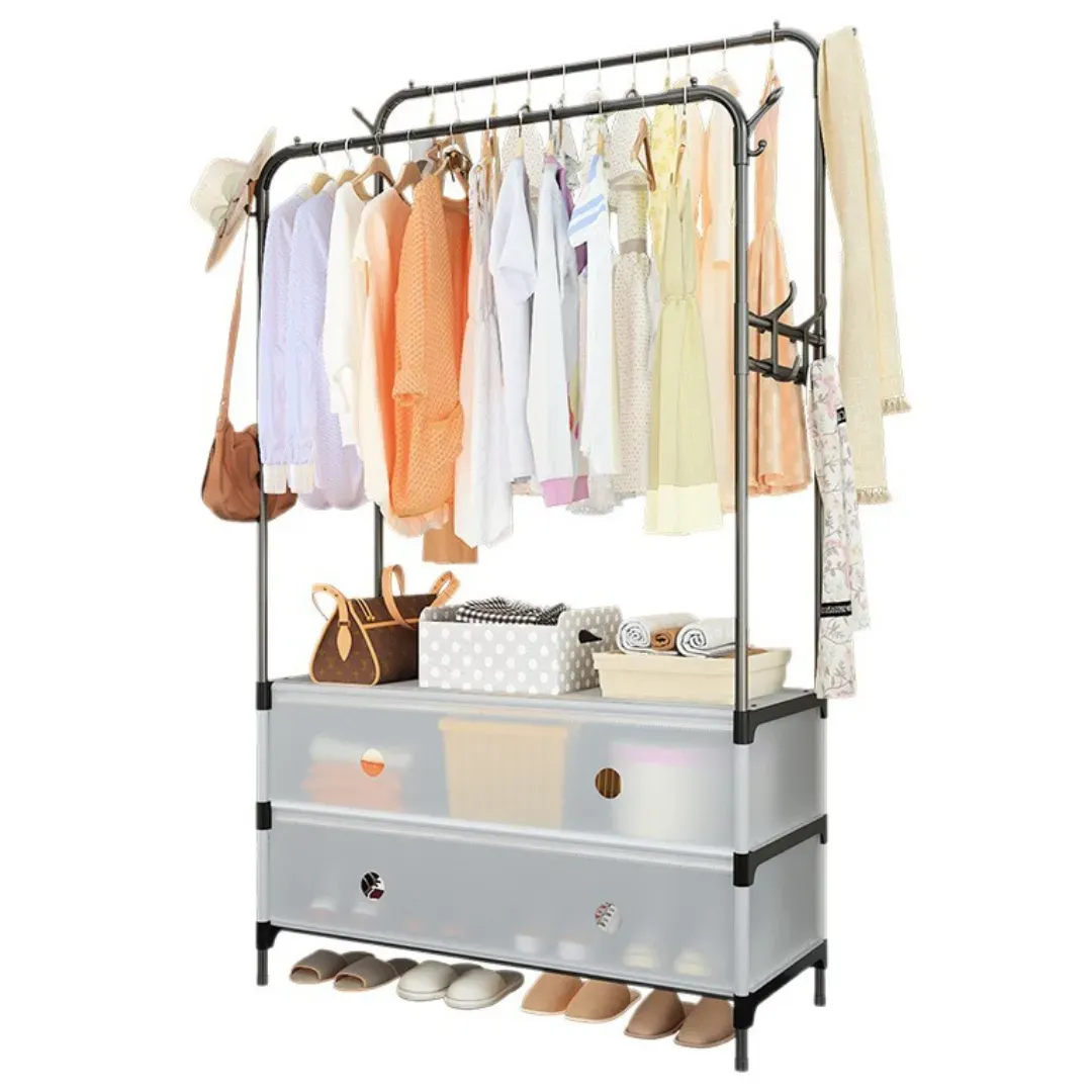 Multi-Purpose Garment Rack with Storage Drawers & Shoe Shelf