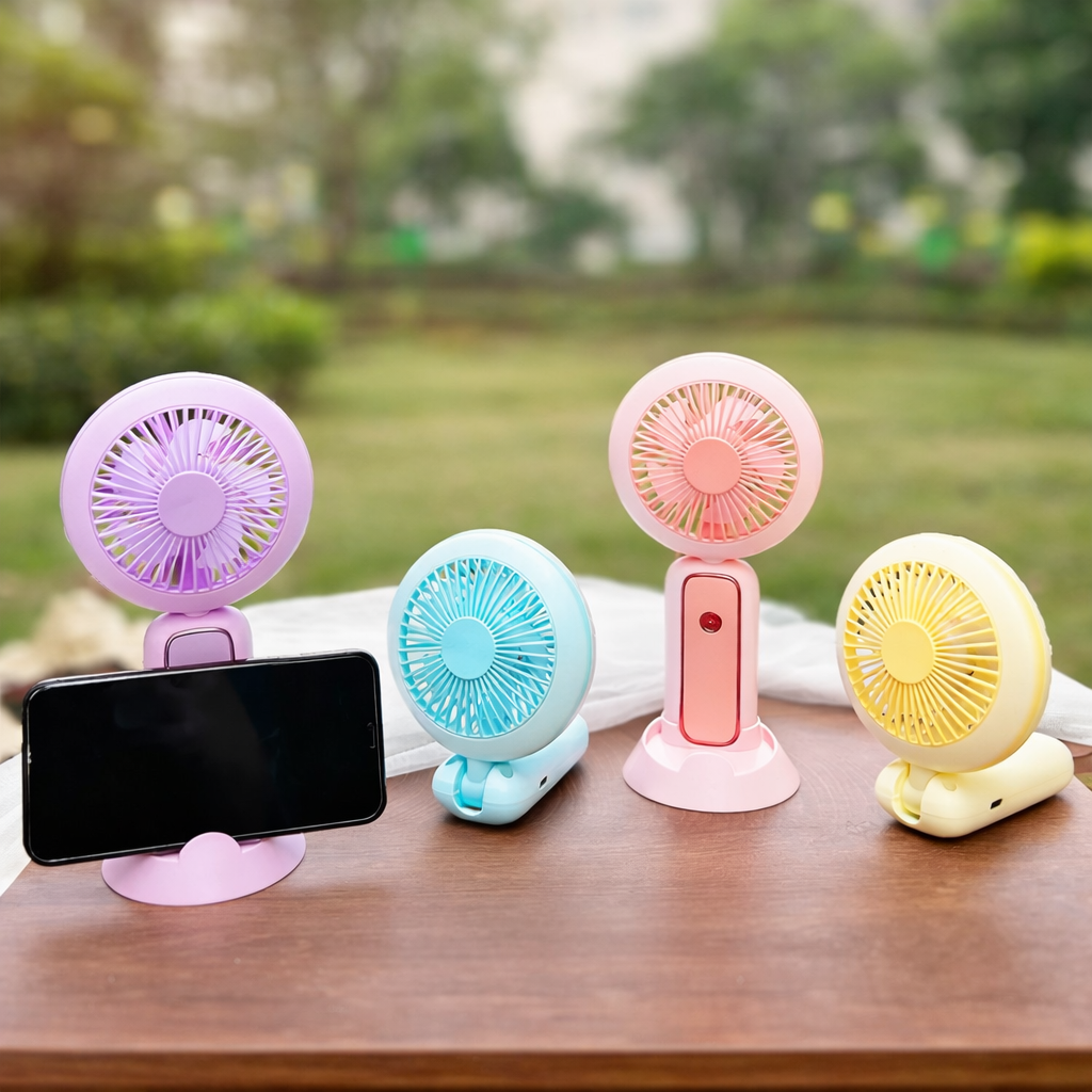 Mini Portable Multifunctional Fan – Foldable, Rechargeable with LED Light - Assorted Color
