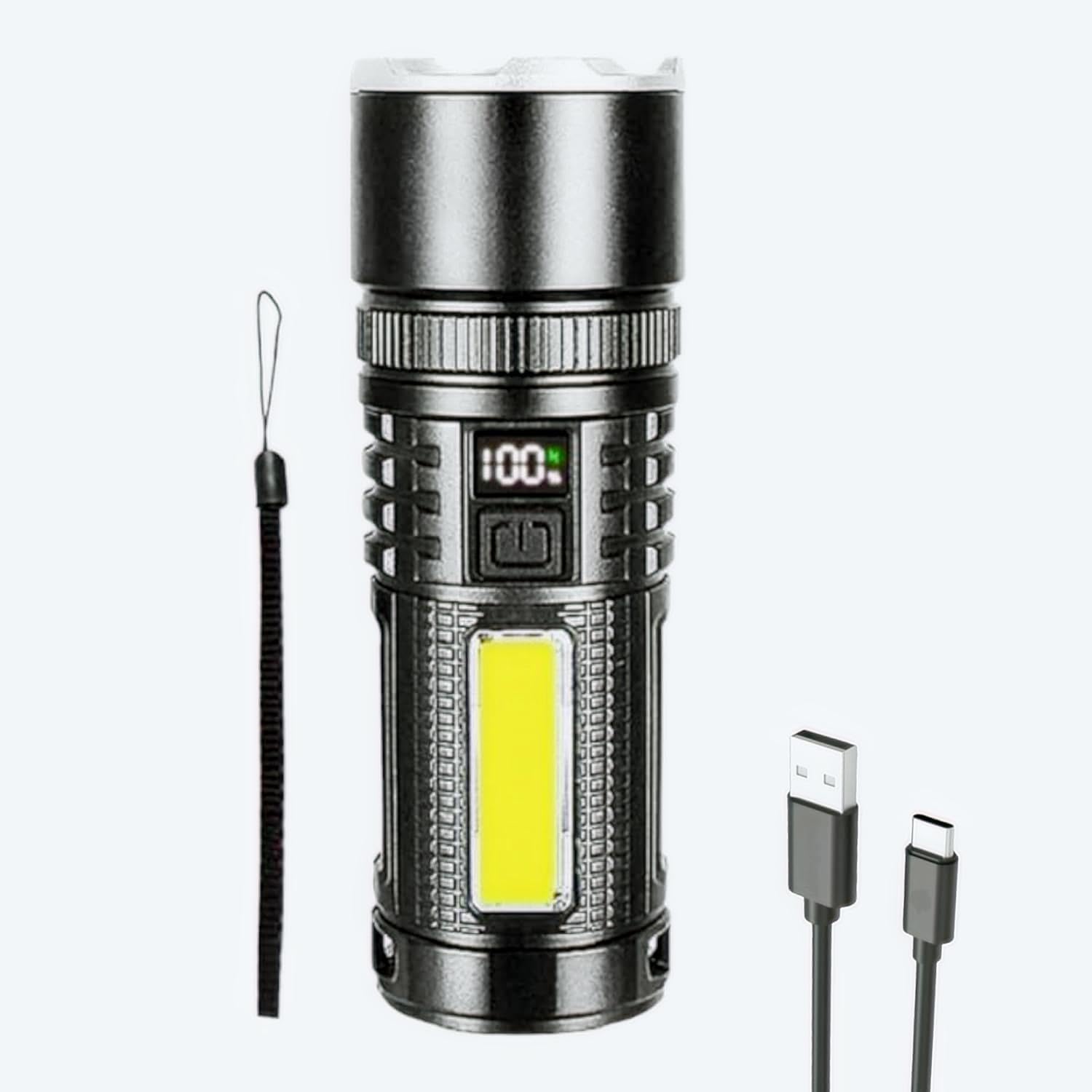 LED Flashlight, Power Bank USB Rechargeable Flashlight 3000M Long Distance Lamping