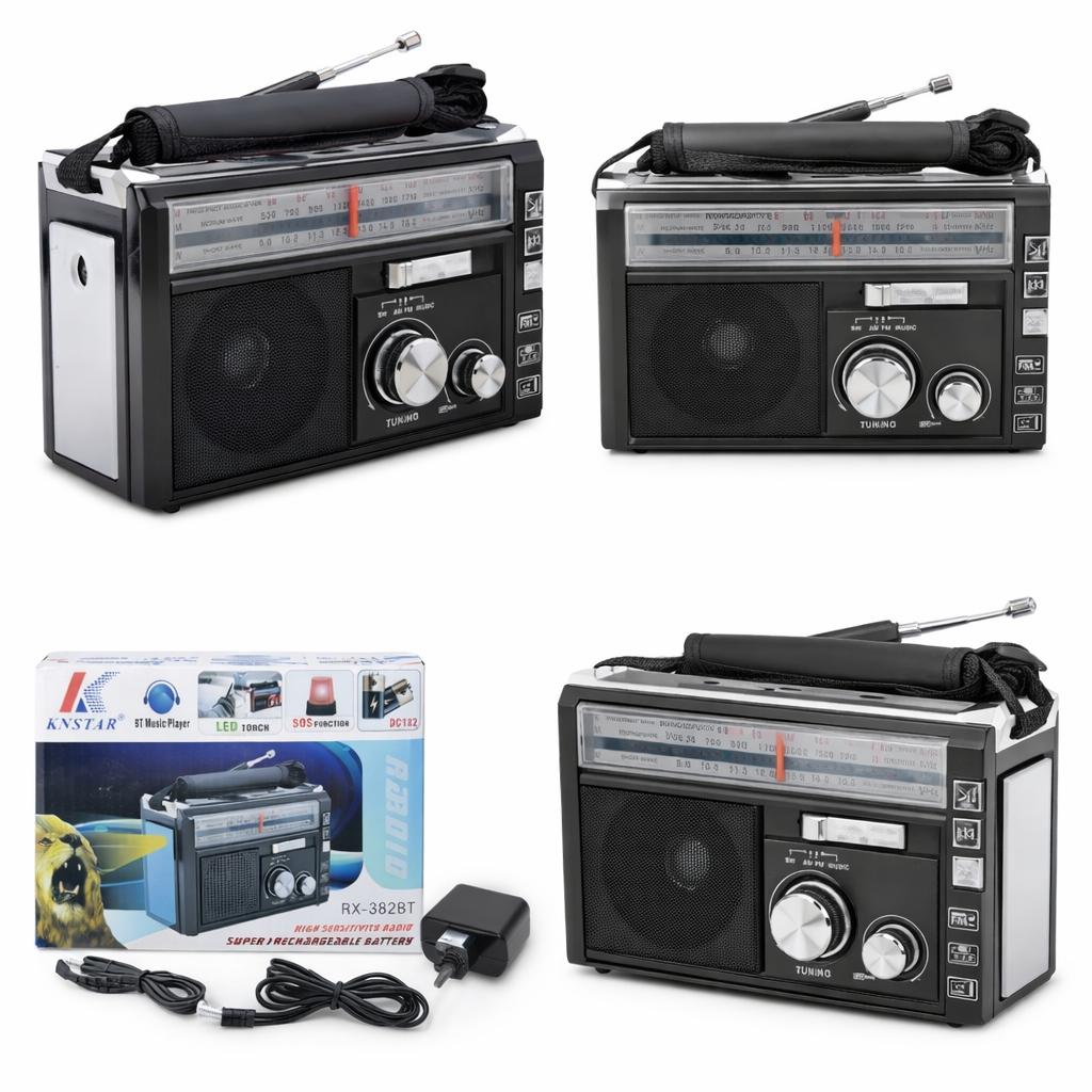 Rechargeable Portable Radio with Bluetooth, LED Torch & SOS Alarm