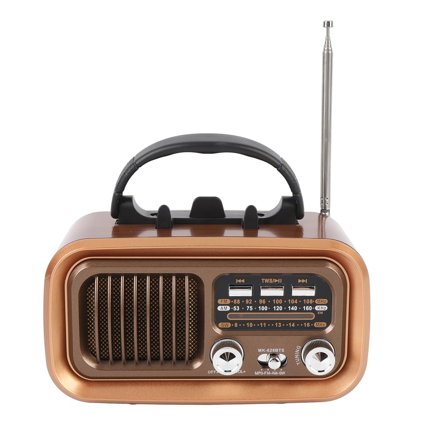 Retro Radio with BT Speaker, Portable AM FM Radio Speaker, USB Playback