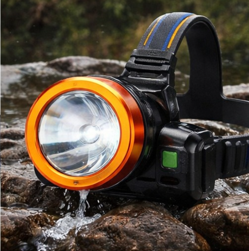 Rechargeable LED Headlamp Flashlight with Adjustable Strap & USB Cable