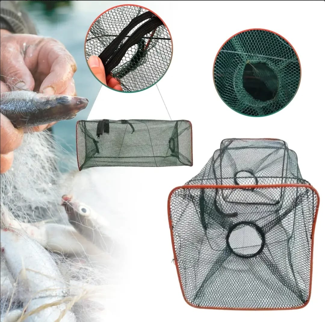 Foldable Fish Trap Net – Durable Multi-Entry Fishing Cage