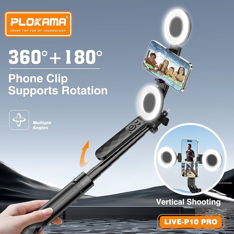 Live-P10 Pro Selfie Stick Tripod With LED Fill light And Bluetooth Remote