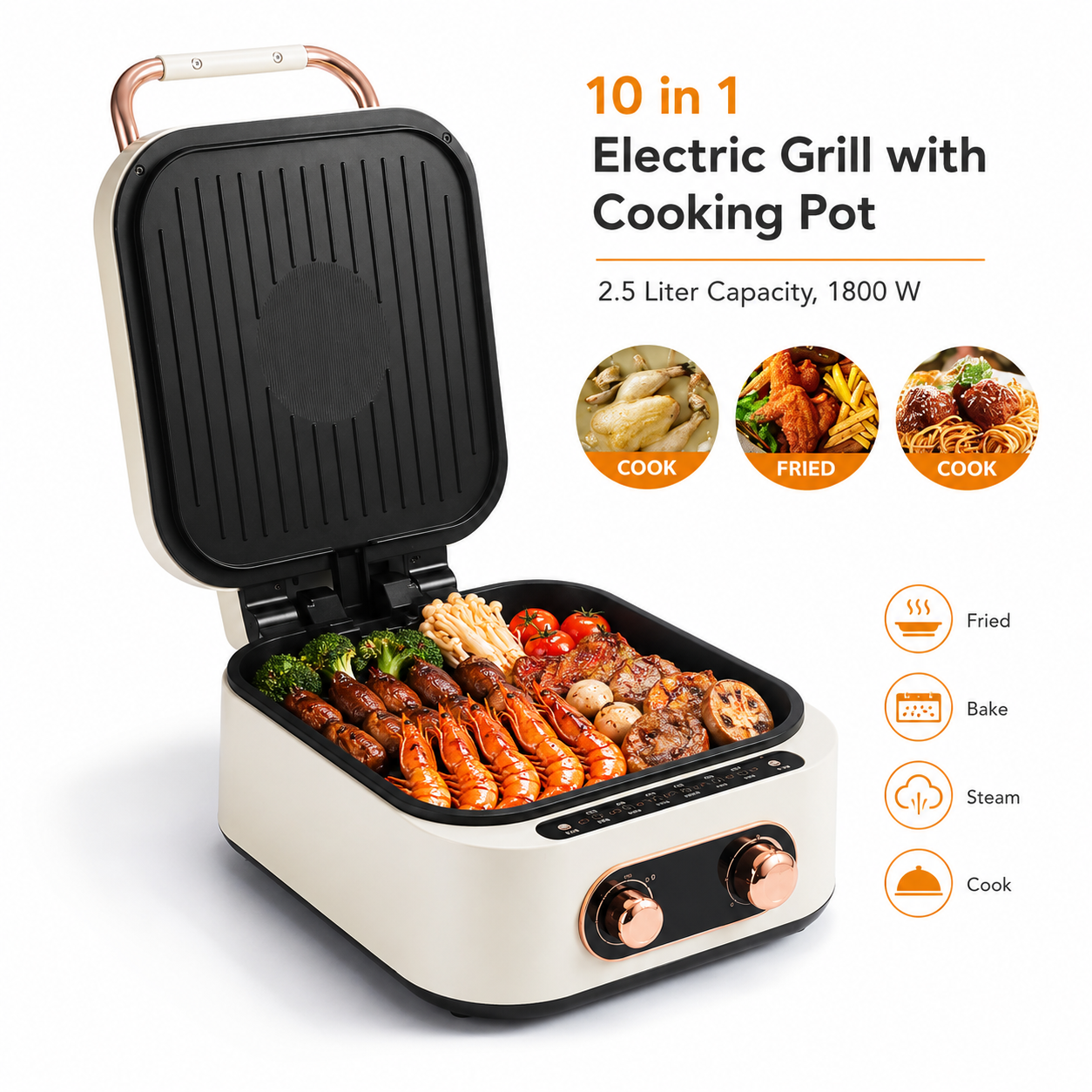 10-in-1 Electric Grill with Cooking Pot