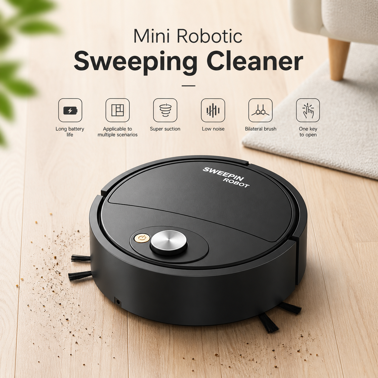 Mini Robotic Sweeping Cleaner – 3-in-1 Smart Cleaning Solution