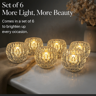 Crystal Glow Tealight Holders – Set of 6