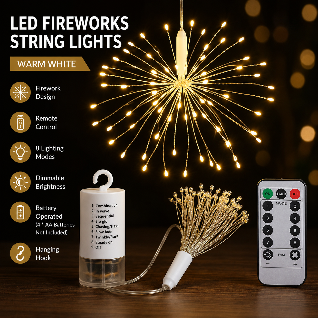 LED Fireworks String Lights - 1 Pcs