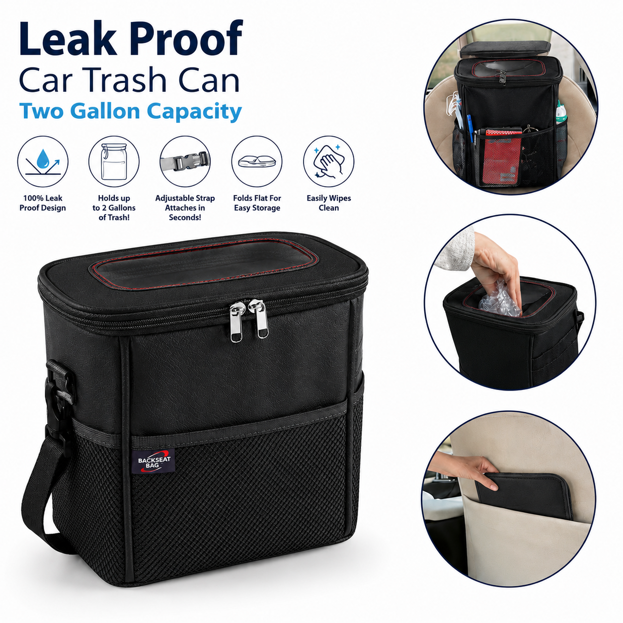 Leak Proof Car Trash Can – Two Gallon Capacity