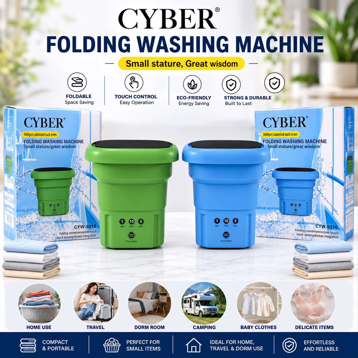 Foldable Mini Washing Machine – Portable Washing Machine for Travel, Baby Clothes & Delicates