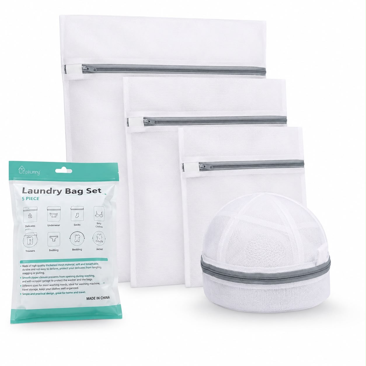 5-Piece Mesh Laundry Wash Bag Set for Washing Machine