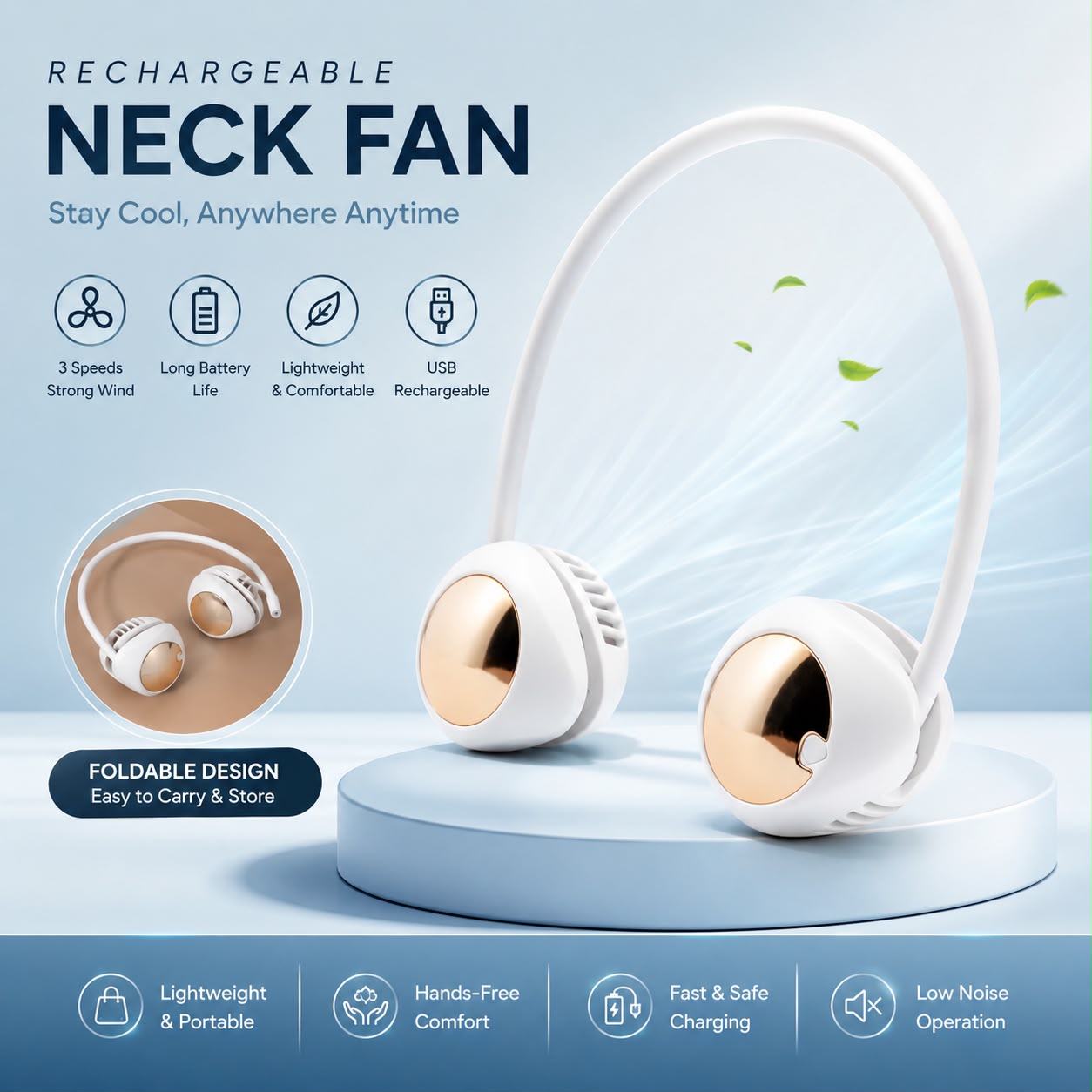 Rechargeable Neck Fan – Stay Cool Anytime, Anywhere
