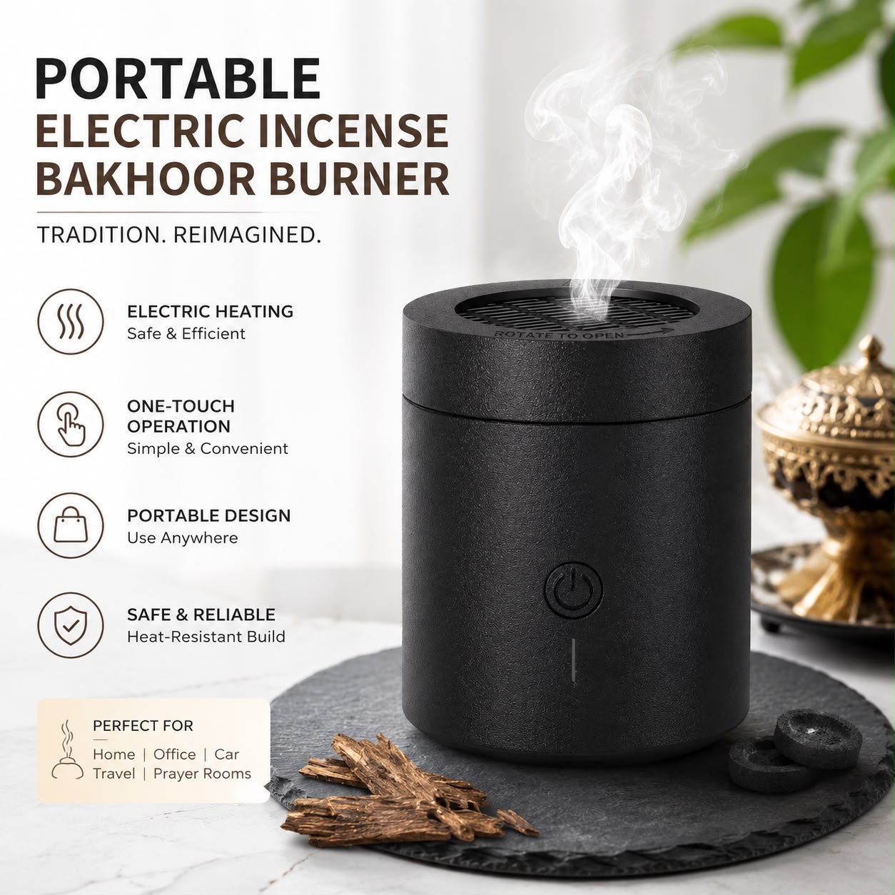 Portable Electric Incense Bakhoor Burner