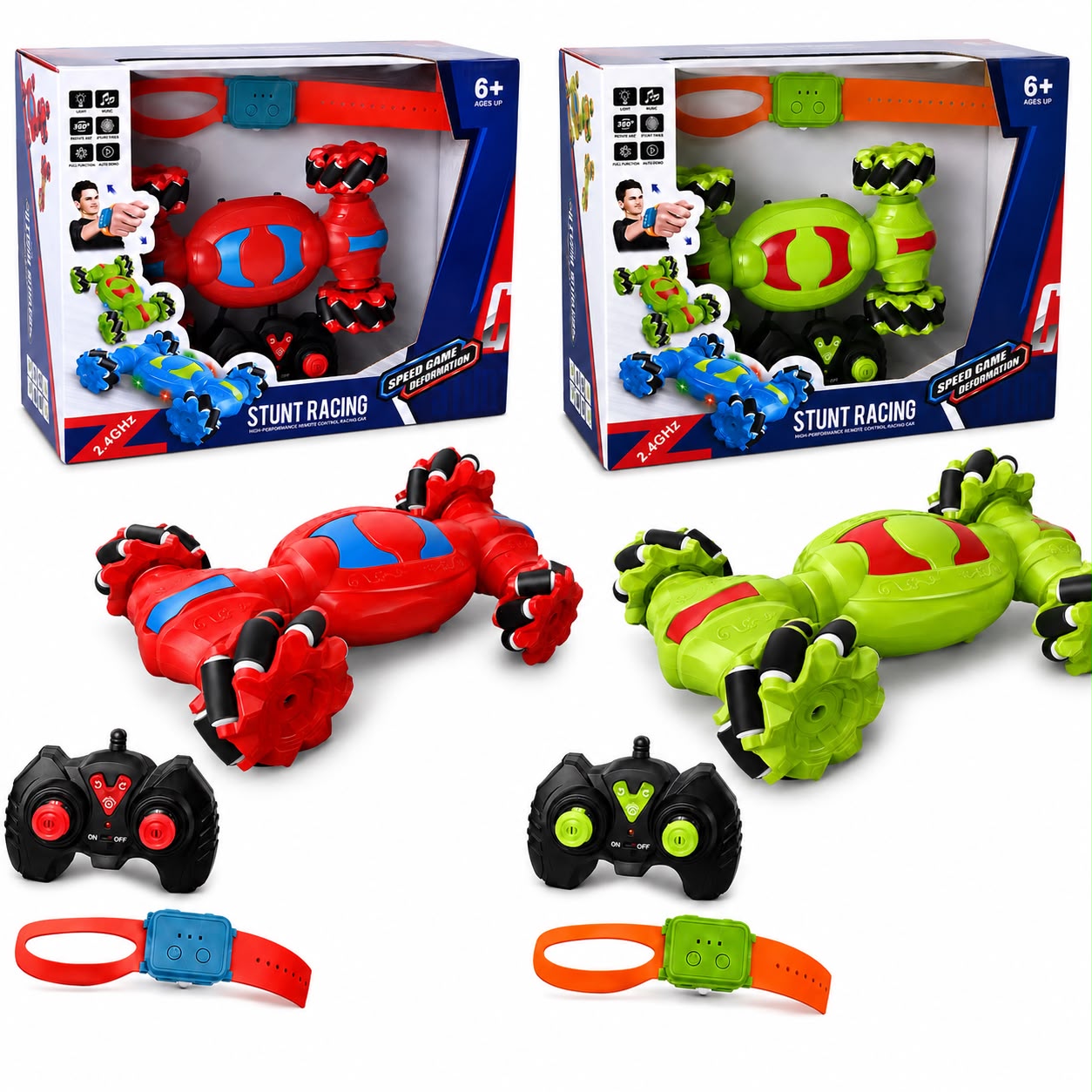 2.4GHz Gesture Sensing RC Stunt Racing Car – 360° Rotating Remote Control Toy with Watch Controller