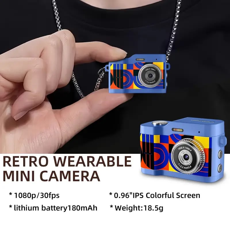 Retro Wearable Mini Camera – 1080P HD Portable Camera with IPS Display