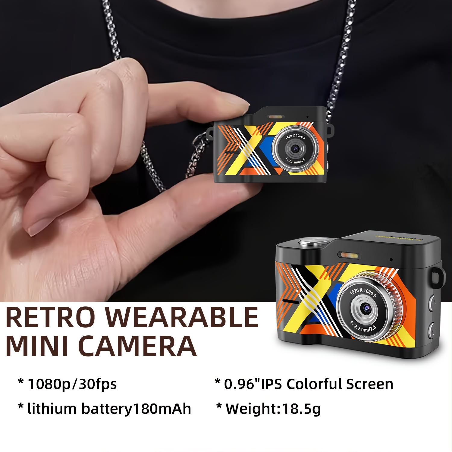 Retro Wearable Mini Camera – 1080P HD Portable Camera with IPS Display