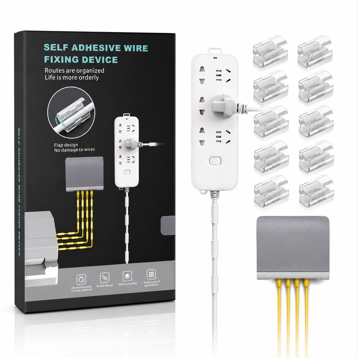 Self-Adhesive Wire Fixing Device – Cable Management Organizer Set