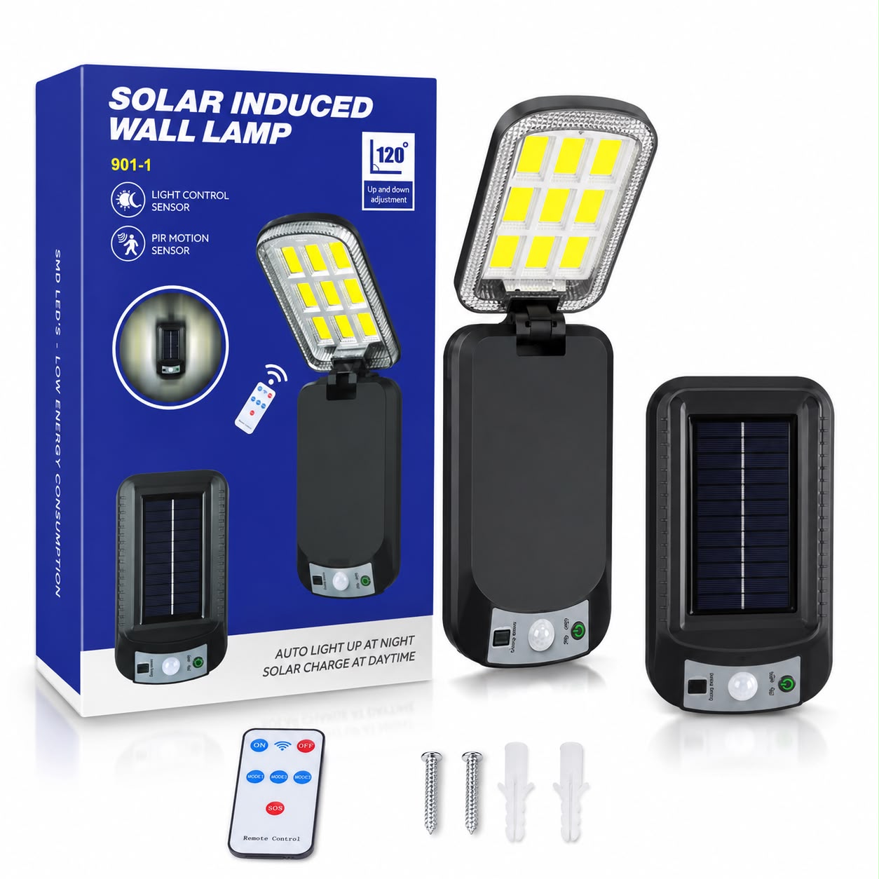 Solar Induced Wall Lamp with Motion Sensor & Remote Control