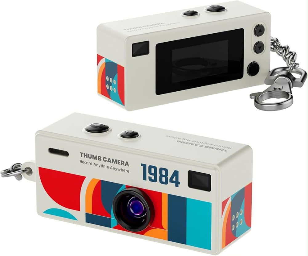 Mini Thumb Camera Keychain – Retro HD Portable Camera (White Edition)
