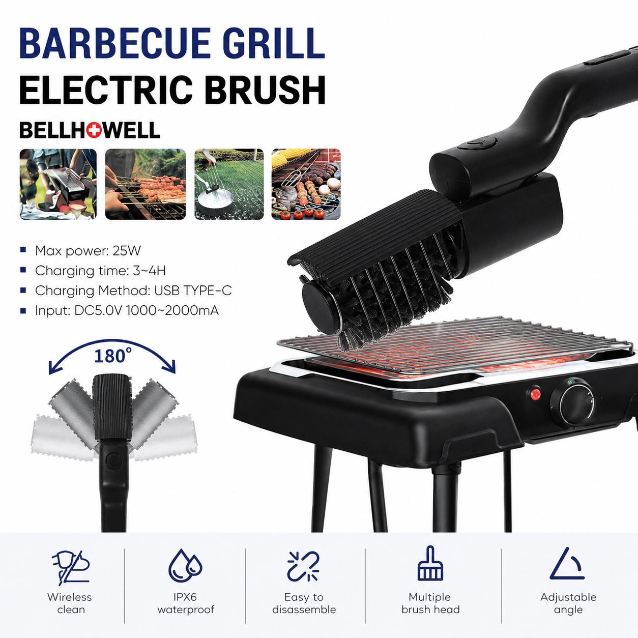 Electric Grill Brush, High Torque Grill Brush with 3-Speed Modes