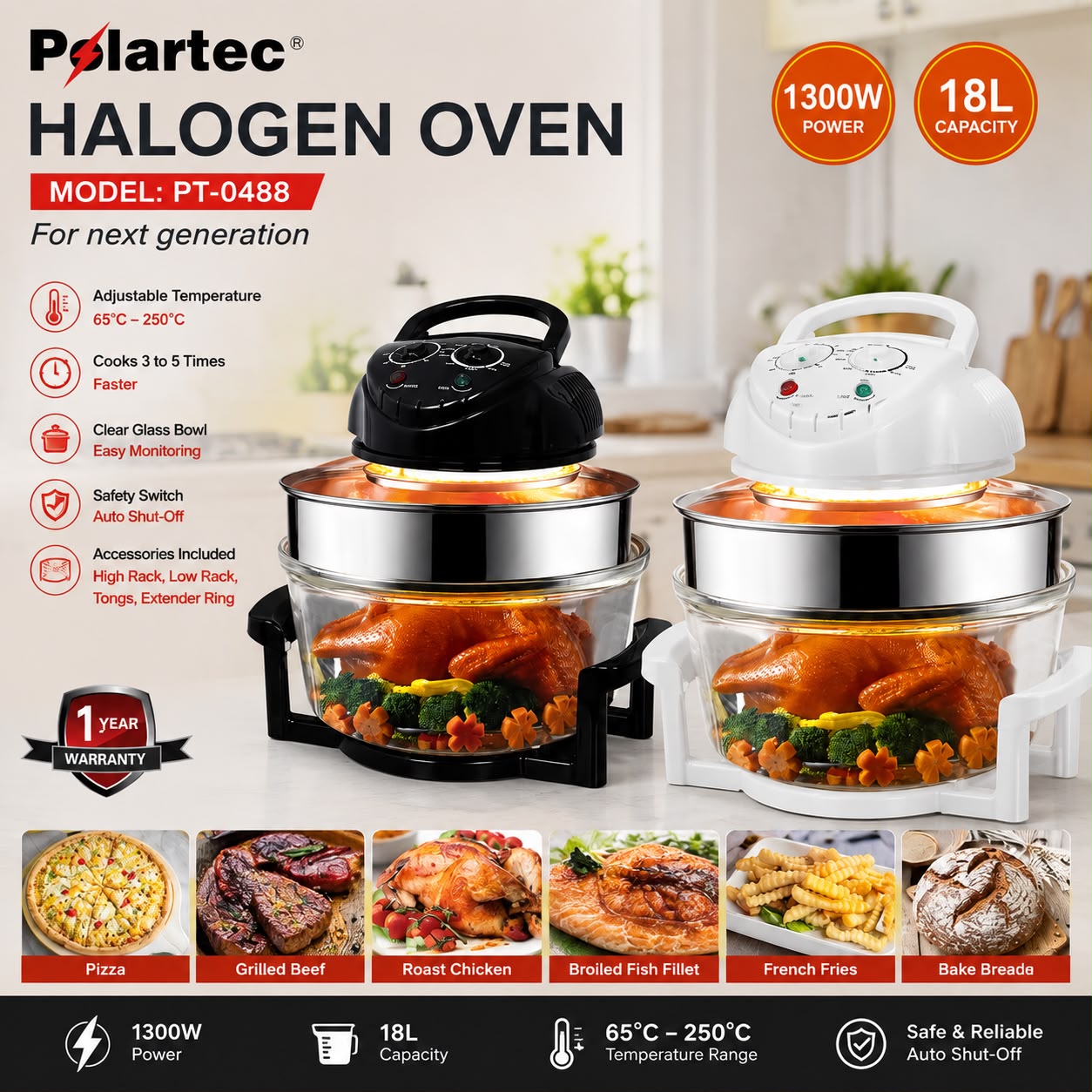 18L Halogen Oven – 1300W