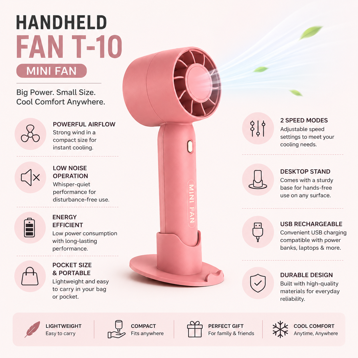 Handheld Fan T-10 – Mini Portable Fan