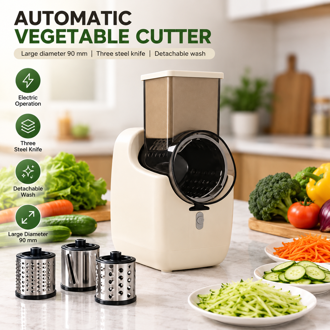 Automatic Vegetable Cutter – Electric Multi-Function Vegetable Slicer & Shredder