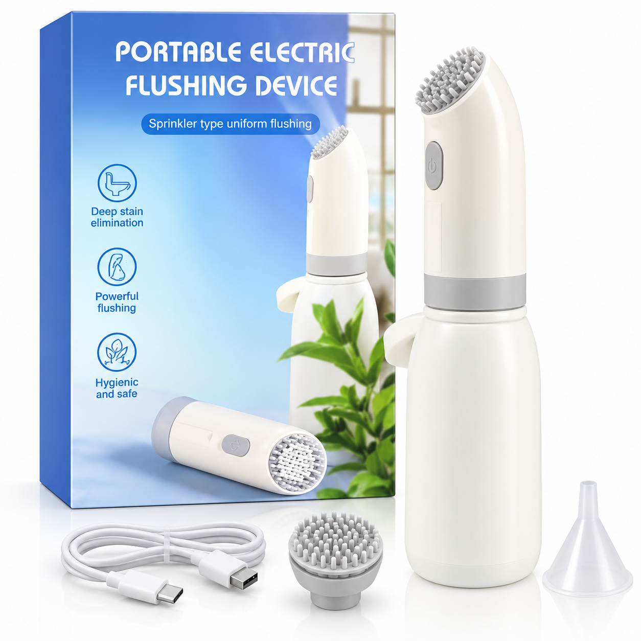 Portable Electric Flushing & Cleaning Device – Rechargeable Cordless Toilet & Bathroom Cleaner