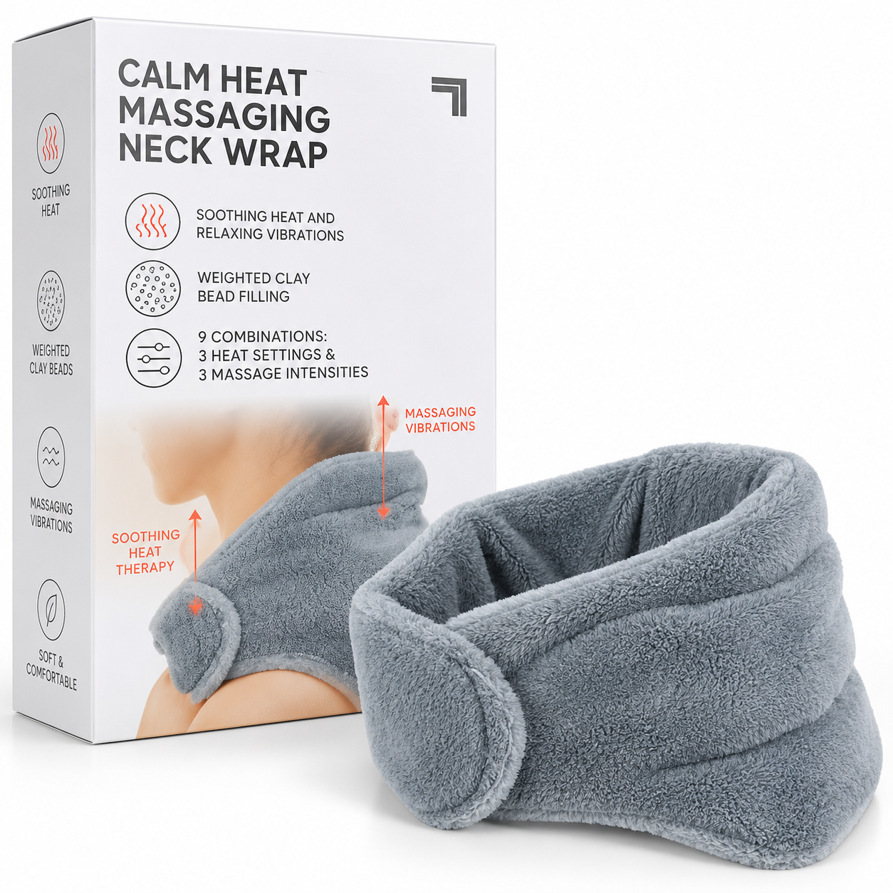 Calm Heat Massaging Neck Wrap – Soothing Heat & Relaxing Vibrations