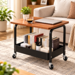 Modern Rolling Storage Cart with Coffee and Books