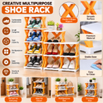 Tiered Shoe Rack with Colorful Footwear (1)