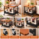 Modern Rolling Storage Cart with Coffee and Books